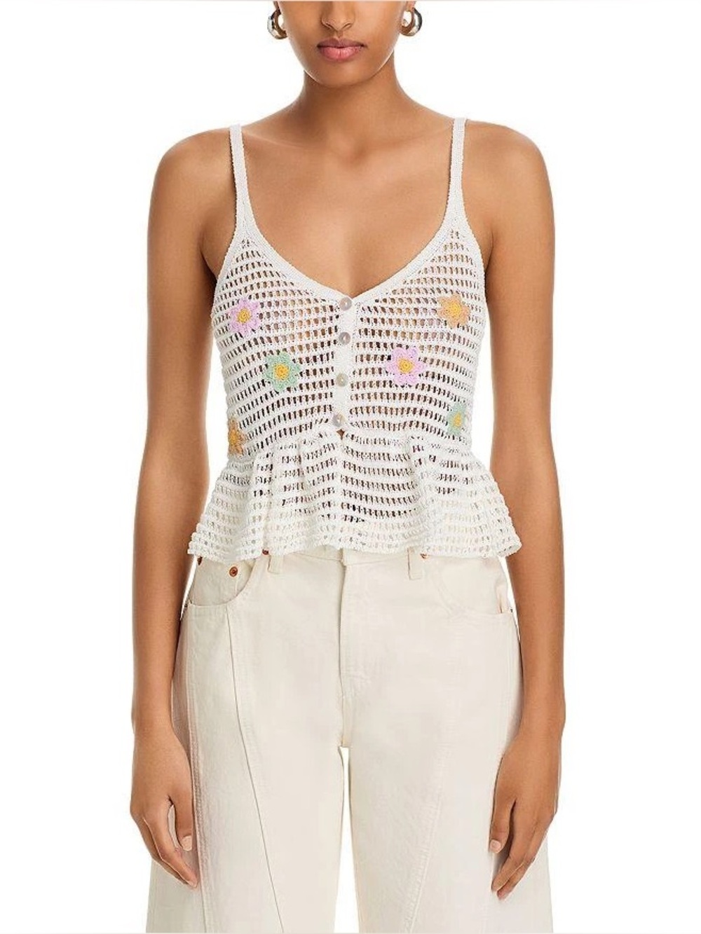 Blank NYC Cream Crochet Beach Bum Top